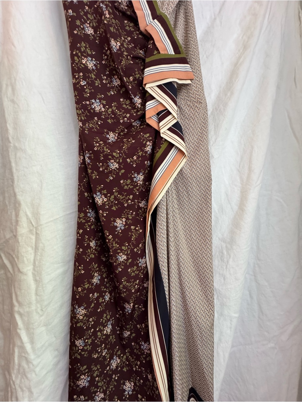 Veronica Beard Mixed-Print Slip Midi Dress in Brown, Olive & Cream - Picture 3 of 16